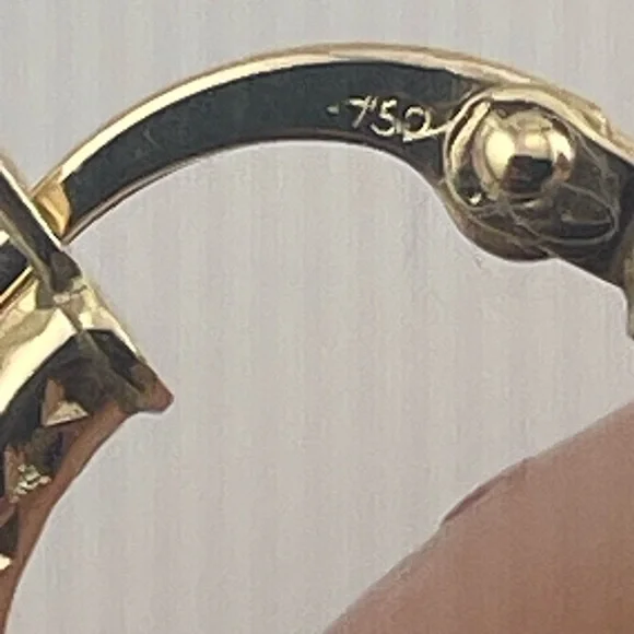 18K Gold Huggie Earrings with Champagne South Sea Pearl Drops 12mm - Picture 8 of 16